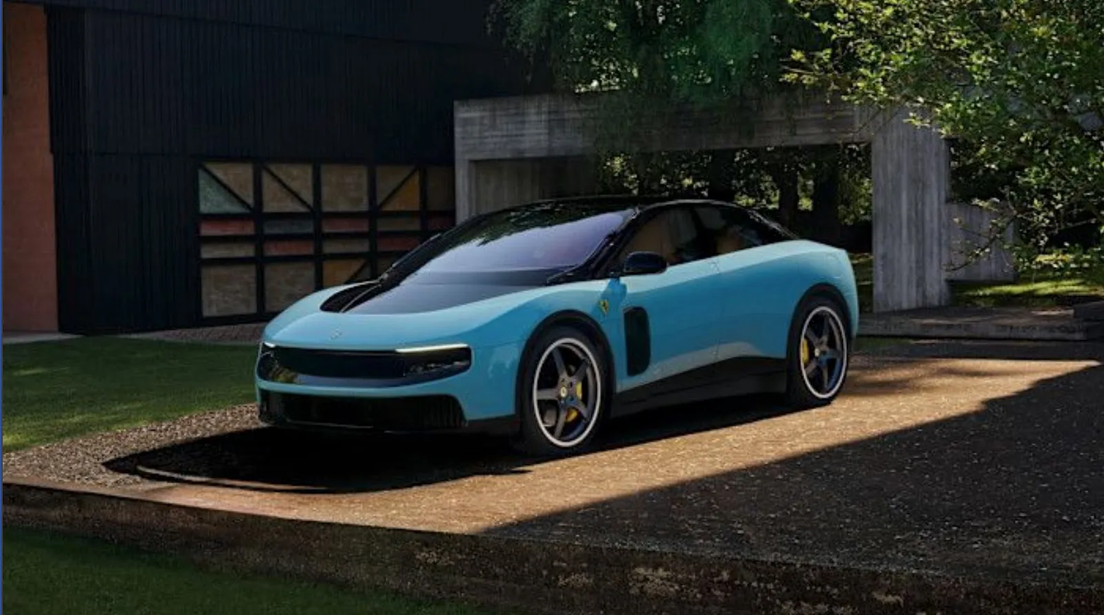 The Ferrari Luce press image in Azzurro La Plata