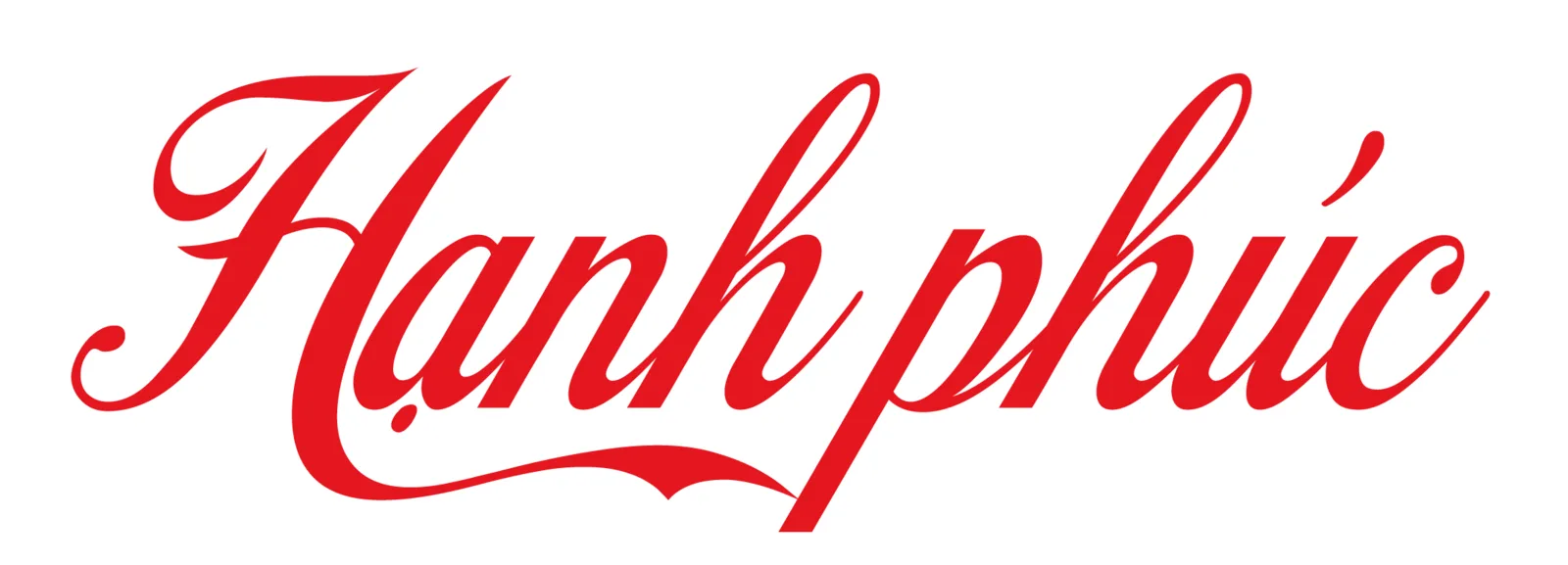 The words Hạnh phúc drawn in Coca-Cola script with Vietnamese diacritics